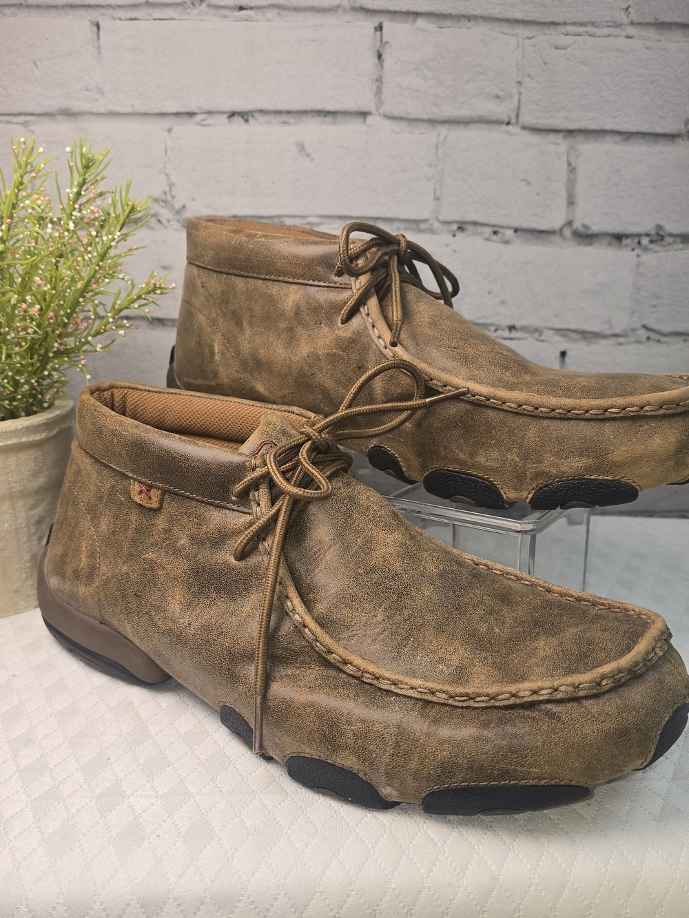 Men’s Twisted X orginal chukka driving Mocs bomber brown leather size 11
